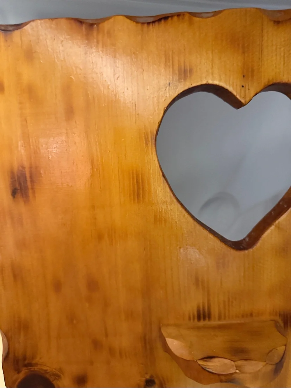 Vintage Rustic Heart-Cut Wooden Wall Decor in Warm Honey Finish